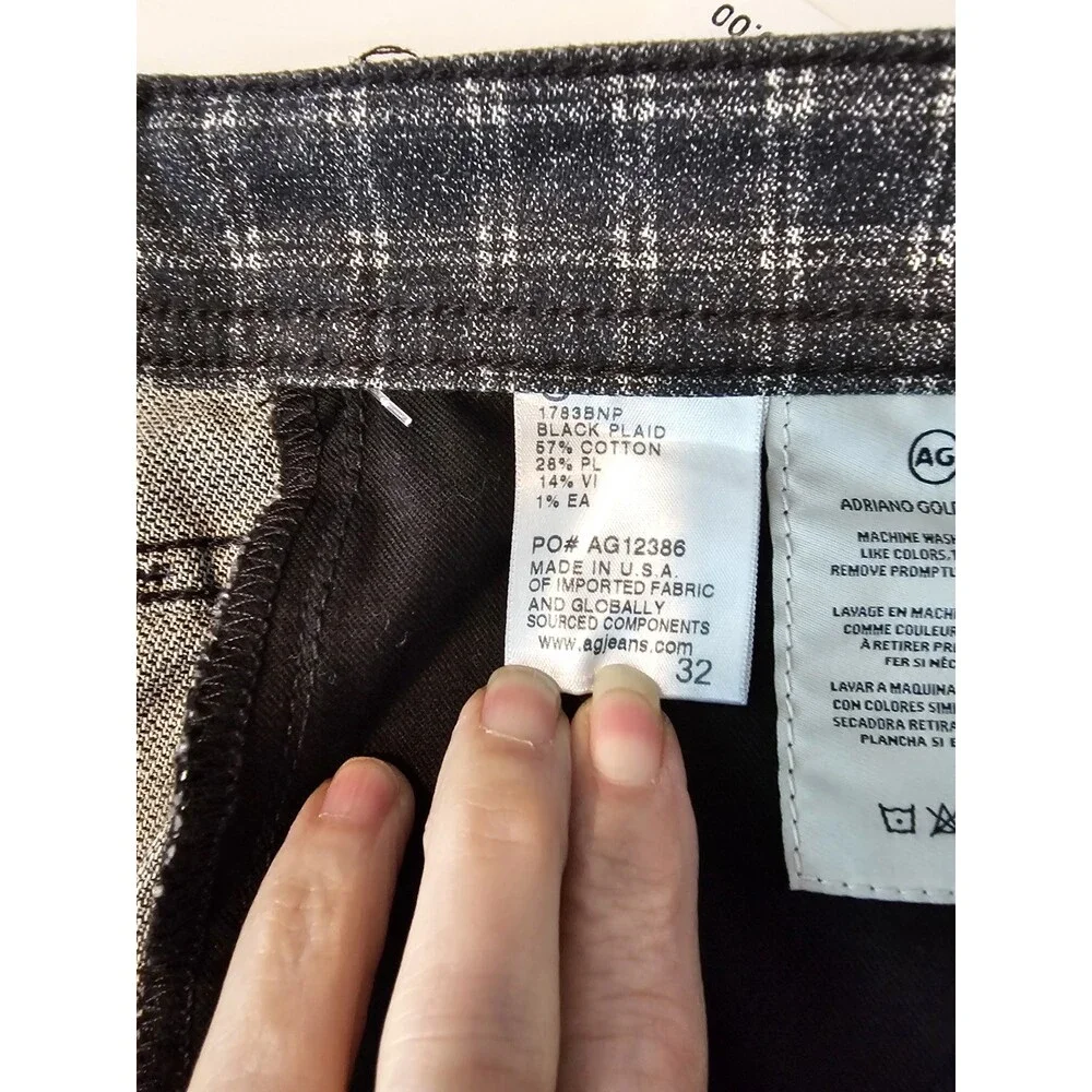 AG  Adriano Goldschmied  Tellis Modern Slim Jeans/Trousers Black Checkered 32x32 - Picture 11 of 15